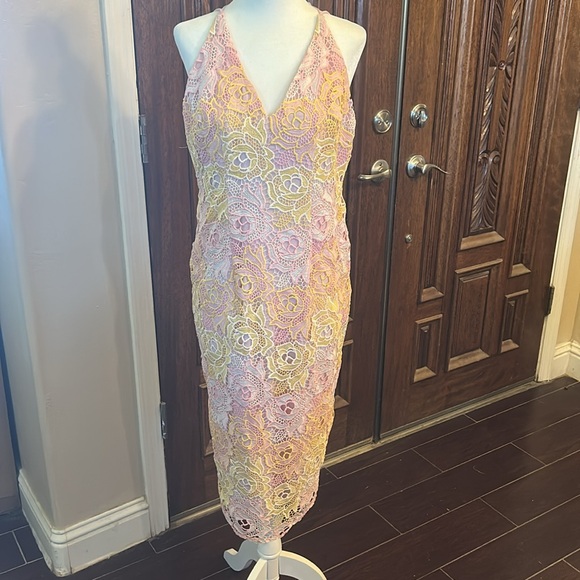 Topshop Dresses & Skirts - Topshop Pink and Yellow Lace Floral Dress